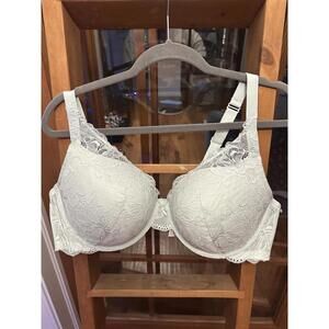 Auden Bra 46C The Sublime Push Up Green Blue  Lace Plunge Coverage Underwire